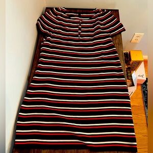 JCrew Silk short sleeve dress with white and red stripes